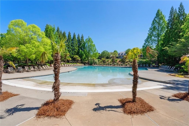 7165 Cordery Rd, Cumming, GA 30040 - community pool featuring a patio area and view of wooded area