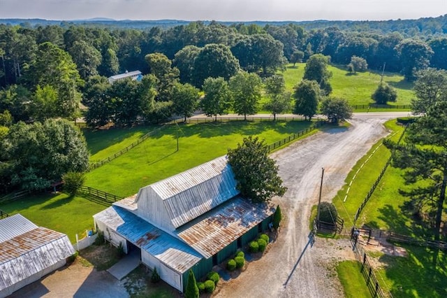 aerial view with a rural view