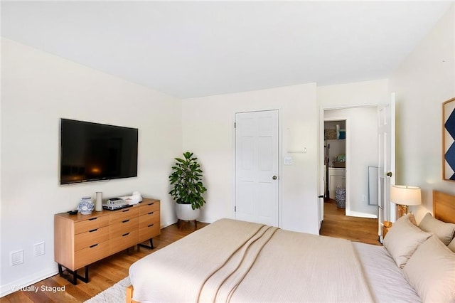 bedroom featuring wood-type flooring