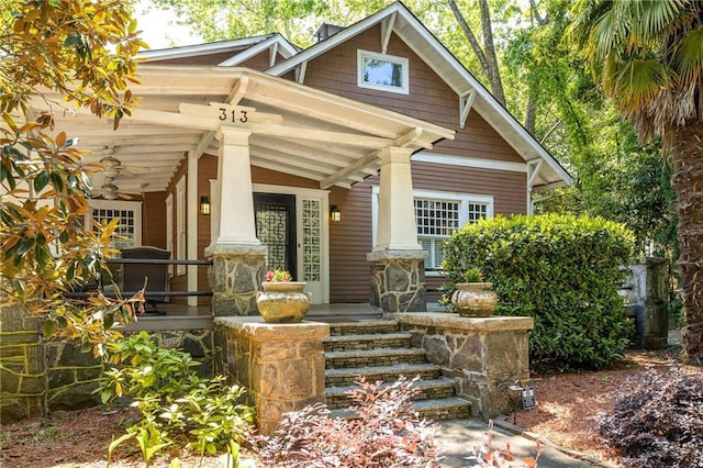 exterior space with covered porch