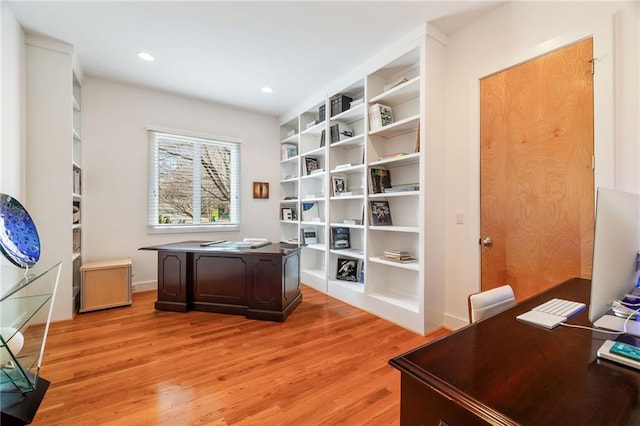 4835 Merlendale Ct, Atlanta, GA 30327 - office area with recessed lighting, light wood-style flooring, and built in features