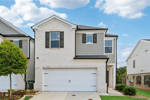 1399 Flathead River Ln, Marietta, GA 30064 - view of front of house with an attached garage, brick siding, and driveway