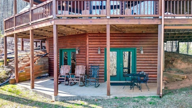 view of patio with a wooden deck