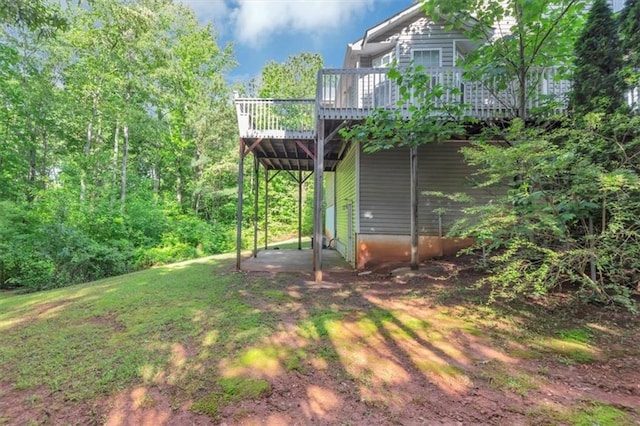view of yard featuring a deck