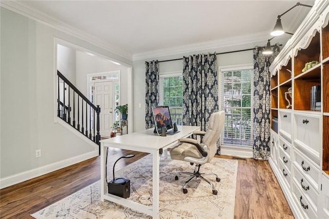 1006 Amberton Ln, Powder Springs, GA 30127 - office with crown molding, wood finished floors, and baseboards