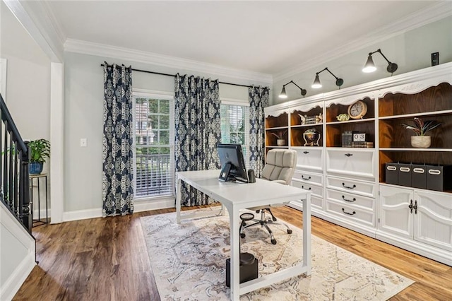 1006 Amberton Ln, Powder Springs, GA 30127 - office with crown molding, wood finished floors, and baseboards