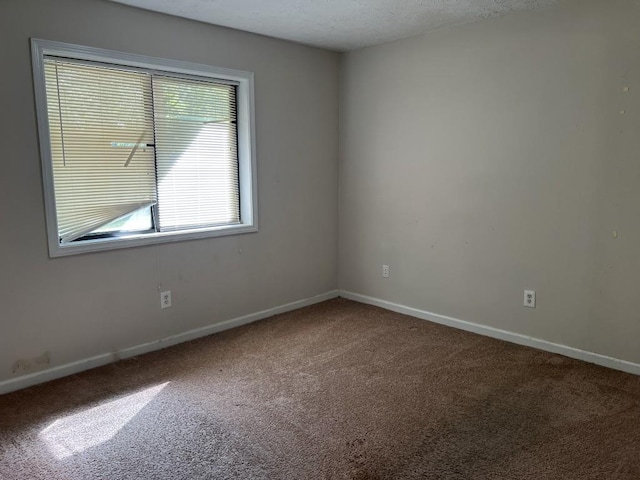 carpeted spare room featuring a textured ceiling