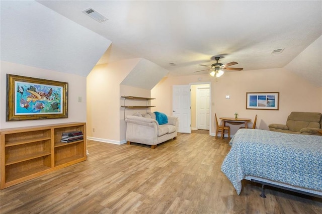 324 Kibbee Rd, Mcdonough, GA 30252 - bedroom with lofted ceiling, light wood-style floors, baseboards, and a ceiling fan