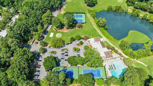 bird's eye view featuring a water view