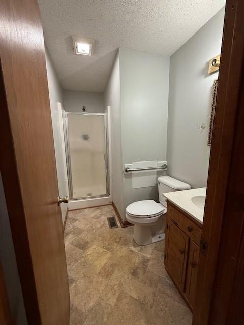 100 Walter Leon Dr, Chatsworth, GA 30705 - bathroom featuring a stall shower, vanity, and a textured ceiling