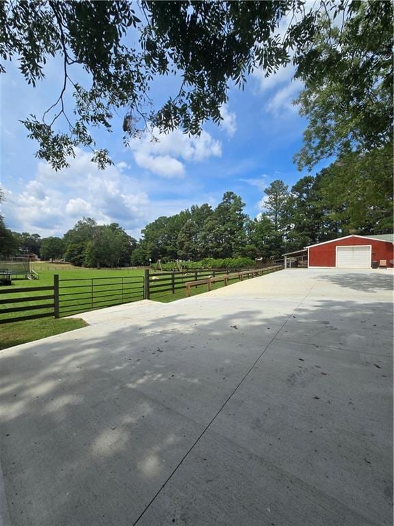 exterior space with a rural view