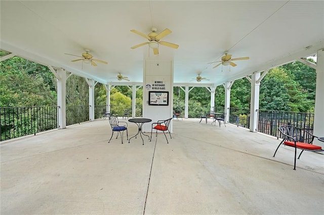 view of patio with ceiling fan