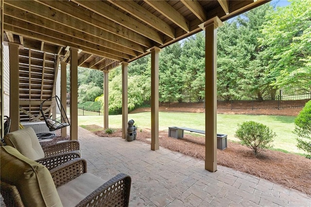 view of patio with a fenced backyard