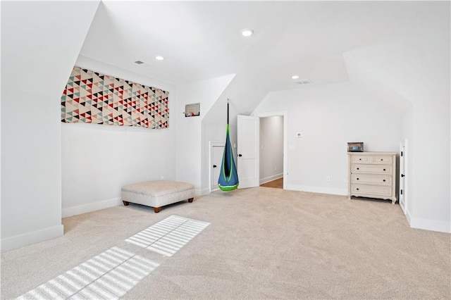 bonus room with carpet, lofted ceiling, and baseboards