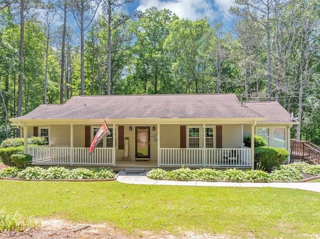 586 Old Bushmill Rd, Bremen, GA 30110 - ranch-style home with covered porch and a front lawn