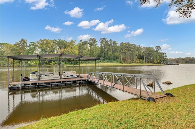 dock area featuring a water view