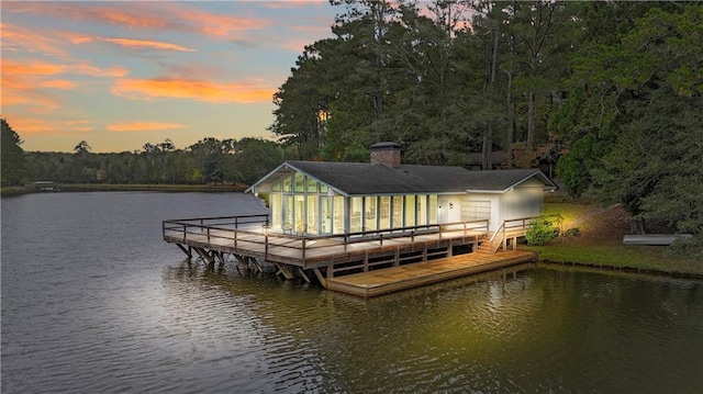 view of dock featuring a water view