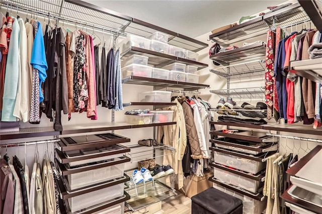 spacious closet with wood finished floors