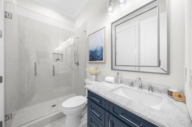 5990 Watermark Cv, Gainesville, GA 30506 - full bathroom with toilet, vanity, and a marble finish shower