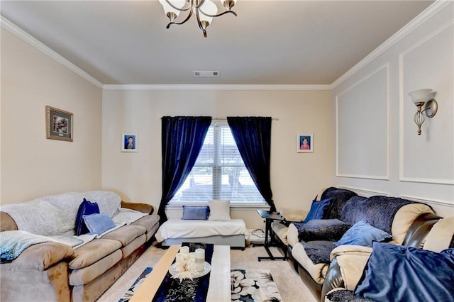 1211 Chapel Estates Way, Dacula, GA 30019 - living area featuring crown molding and a chandelier