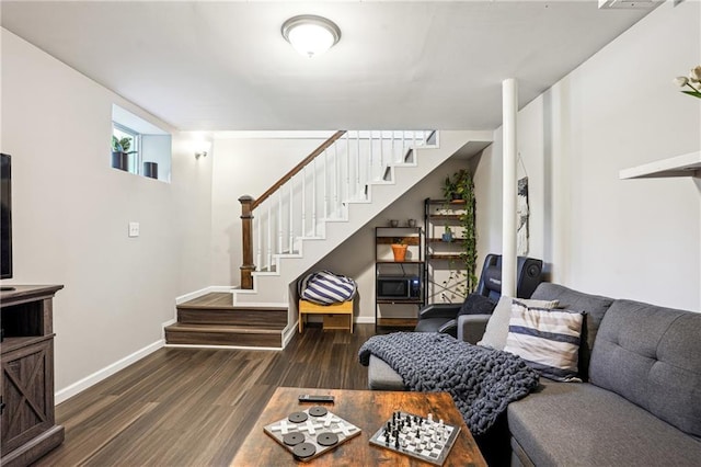 877 Lee Andrews Ave SE, Atlanta, GA 30315 - living area with stairway, baseboards, and wood finished floors