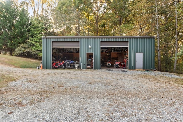 view of detached garage