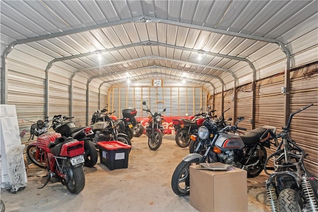 garage featuring metal wall