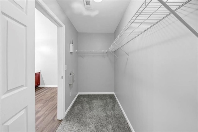 walk in closet featuring wood-type flooring