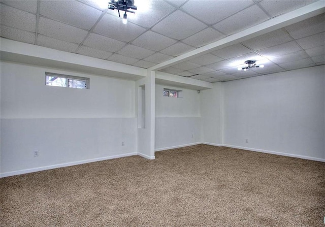 basement featuring carpet floors