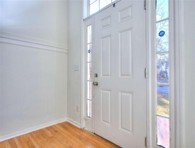 entrance foyer with light hardwood / wood-style flooring