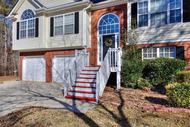 property entrance with a garage