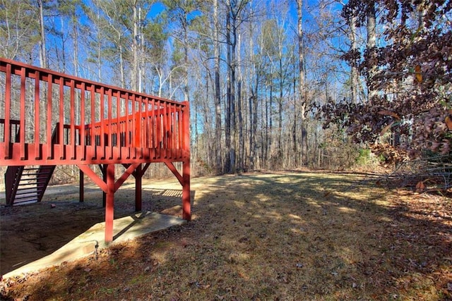 view of yard featuring a deck