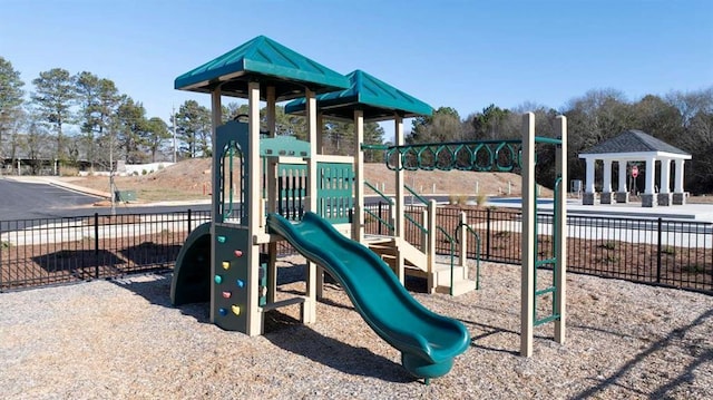 view of jungle gym with a gazebo