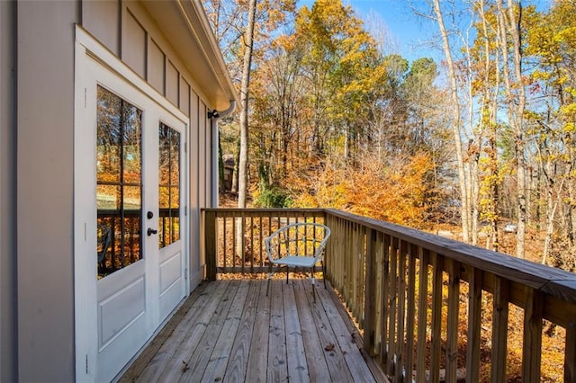 wooden deck with french doors