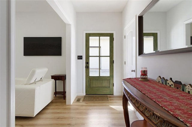 entryway with light wood-type flooring