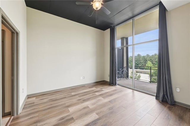3400 Malone Dr Unit 303, Atlanta, GA 30341 - unfurnished room featuring light wood-type flooring, a wall of windows, ceiling fan, and baseboards