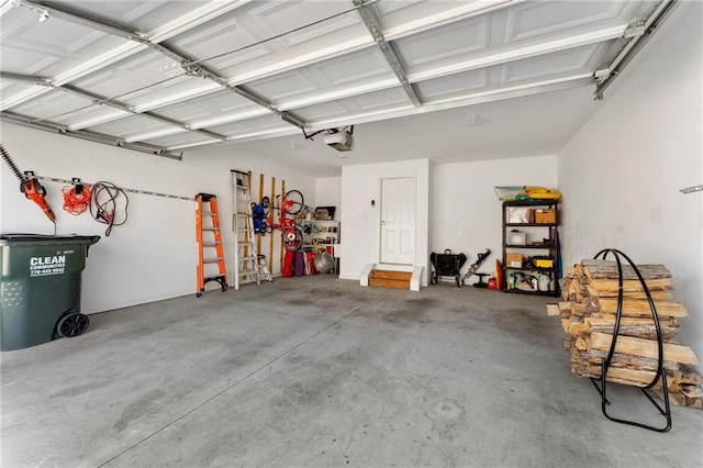 garage with a garage door opener