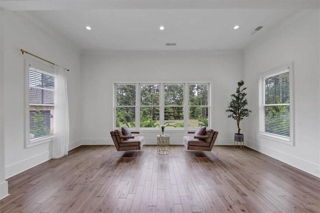 unfurnished room with light wood-type flooring and a wealth of natural light