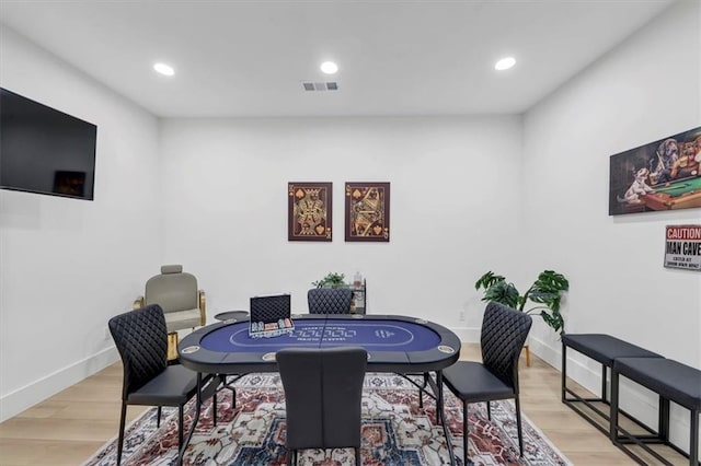 office area with hardwood / wood-style flooring