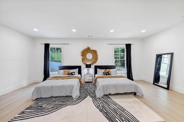 bedroom featuring light hardwood / wood-style floors