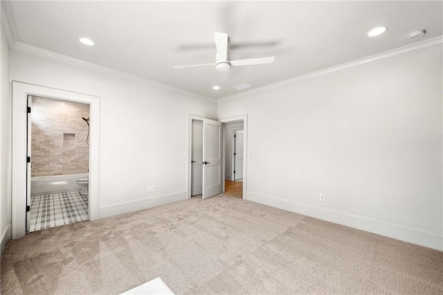 605 Claxton Ln, Milton, GA 30004 - unfurnished bedroom with baseboards, recessed lighting, crown molding, and carpet flooring