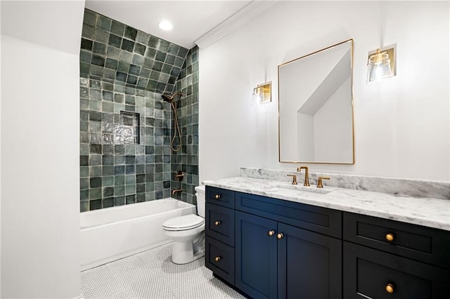 605 Claxton Ln, Milton, GA 30004 - full bath featuring toilet, shower / bath combination, tile patterned flooring, and vanity