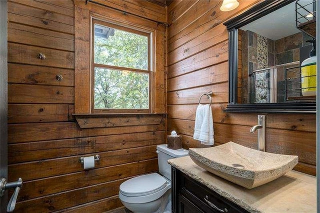 1363 Foxhound Trl, Ranger, GA 30734 - bathroom featuring wooden walls, vanity, and tiled shower