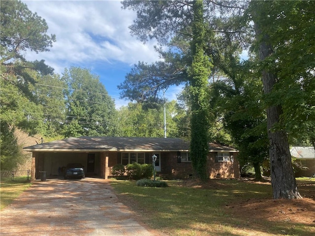 single story home featuring a carport