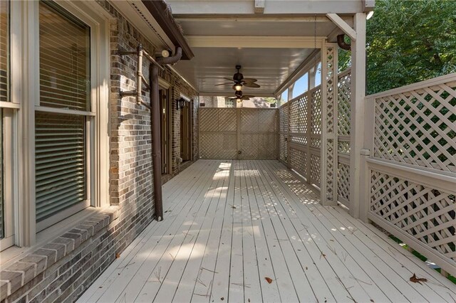 wooden terrace with ceiling fan