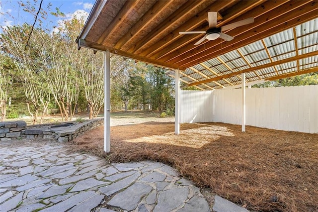 view of patio with ceiling fan
