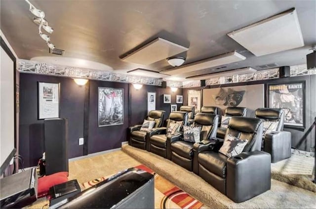 view of carpeted home theater room