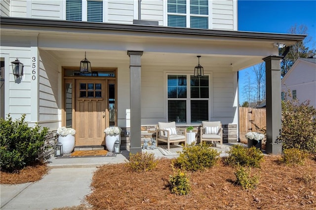 property entrance with a porch