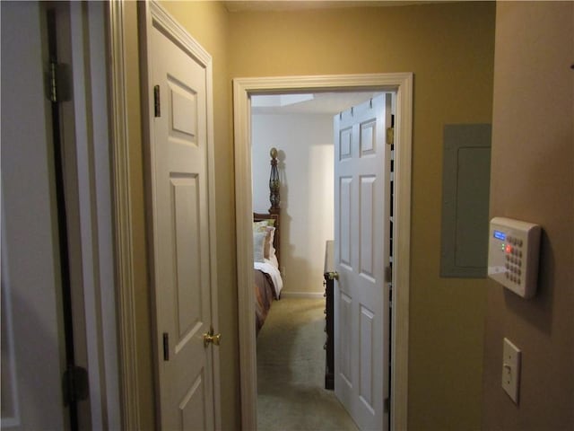 274 Griffith St, Winder, GA 30680 - hall with electric panel, light carpet, and baseboards