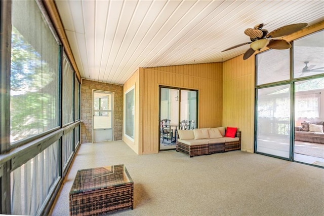 1019 Whippoorwill Rd, Monticello, GA 31064 - sunroom featuring lofted ceiling and a ceiling fan